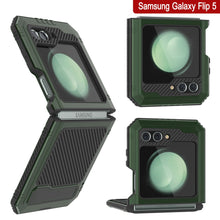 Load image into Gallery viewer, Galaxy Z Flip5 Metal Case, Heavy Duty Military Grade Armor Cover Full Body Hard [Dark Green]
