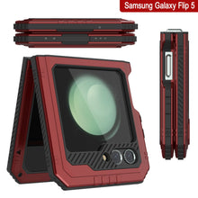 Load image into Gallery viewer, Galaxy Z Flip5 Metal Case, Heavy Duty Military Grade Armor Cover Full Body Hard [Red]
