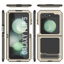 Load image into Gallery viewer, Galaxy Z Flip5 Metal Case, Heavy Duty Military Grade Armor Cover Full Body Hard [Gold]
