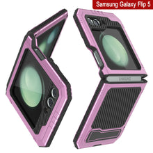 Load image into Gallery viewer, Galaxy Z Flip5 Metal Case, Heavy Duty Military Grade Armor Cover Full Body Hard [Pink]
