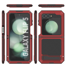 Load image into Gallery viewer, Galaxy Z Flip5 Metal Case, Heavy Duty Military Grade Armor Cover Full Body Hard [Red]
