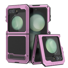 Load image into Gallery viewer, Galaxy Z Flip5 Metal Case, Heavy Duty Military Grade Armor Cover Full Body Hard [Pink]
