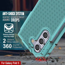 Load image into Gallery viewer, Galaxy Z Fold5 Case With Tempered Glass Screen Protector, Holster Belt Clip &amp; Built-In Kickstand [Teal]
