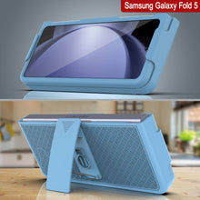 Load image into Gallery viewer, Galaxy Z Fold5 Case With Tempered Glass Screen Protector, Holster Belt Clip &amp; Built-In Kickstand [Blue]
