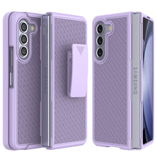 Load image into Gallery viewer, Galaxy Z Fold5 Case With Tempered Glass Screen Protector, Holster Belt Clip &amp; Built-In Kickstand [Lilac]
