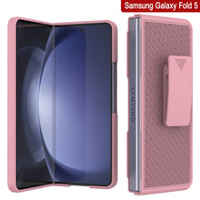 Load image into Gallery viewer, Galaxy Z Fold5 Case With Tempered Glass Screen Protector, Holster Belt Clip &amp; Built-In Kickstand [Pink]
