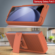 Load image into Gallery viewer, Galaxy Z Fold5 Case With Tempered Glass Screen Protector, Holster Belt Clip &amp; Built-In Kickstand [Orange]
