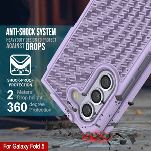 Galaxy Z Fold5 Case With Tempered Glass Screen Protector, Holster Belt Clip & Built-In Kickstand [Lilac]