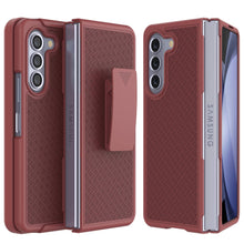 Load image into Gallery viewer, Galaxy Z Fold5 Case With Tempered Glass Screen Protector, Holster Belt Clip &amp; Built-In Kickstand [Red]
