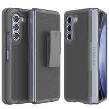 Load image into Gallery viewer, Galaxy Z Fold5 Case With Tempered Glass Screen Protector, Holster Belt Clip &amp; Built-In Kickstand [Grey]
