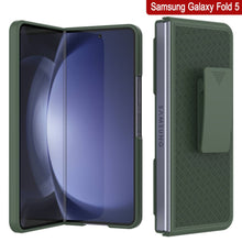 Load image into Gallery viewer, Galaxy Z Fold5 Case With Tempered Glass Screen Protector, Holster Belt Clip &amp; Built-In Kickstand [Green]
