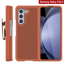 Load image into Gallery viewer, Galaxy Z Fold5 Case With Tempered Glass Screen Protector, Holster Belt Clip &amp; Built-In Kickstand [Orange]
