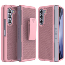 Load image into Gallery viewer, Galaxy Z Fold5 Case With Tempered Glass Screen Protector, Holster Belt Clip &amp; Built-In Kickstand [Pink]

