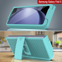 Load image into Gallery viewer, Galaxy Z Fold5 Case With Tempered Glass Screen Protector, Holster Belt Clip &amp; Built-In Kickstand [Teal]
