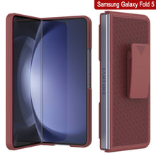 Load image into Gallery viewer, Galaxy Z Fold5 Case With Tempered Glass Screen Protector, Holster Belt Clip &amp; Built-In Kickstand [Red]
