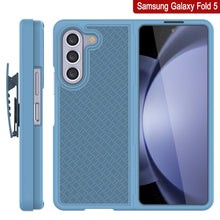 Load image into Gallery viewer, Galaxy Z Fold5 Case With Tempered Glass Screen Protector, Holster Belt Clip &amp; Built-In Kickstand [Blue]
