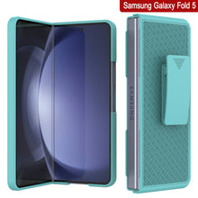 Load image into Gallery viewer, Galaxy Z Fold5 Case With Tempered Glass Screen Protector, Holster Belt Clip &amp; Built-In Kickstand [Teal]
