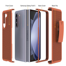 Load image into Gallery viewer, Galaxy Z Fold5 Case With Tempered Glass Screen Protector, Holster Belt Clip &amp; Built-In Kickstand [Orange]
