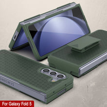 Load image into Gallery viewer, Galaxy Z Fold5 Case With Tempered Glass Screen Protector, Holster Belt Clip &amp; Built-In Kickstand [Green]
