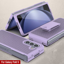 Load image into Gallery viewer, Galaxy Z Fold5 Case With Tempered Glass Screen Protector, Holster Belt Clip &amp; Built-In Kickstand [Lilac]

