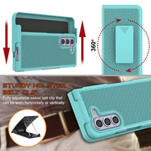 Load image into Gallery viewer, Galaxy Z Fold5 Case With Tempered Glass Screen Protector, Holster Belt Clip &amp; Built-In Kickstand [Teal]

