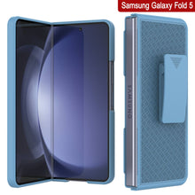 Load image into Gallery viewer, Galaxy Z Fold5 Case With Tempered Glass Screen Protector, Holster Belt Clip &amp; Built-In Kickstand [Blue]
