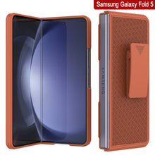 Load image into Gallery viewer, Galaxy Z Fold5 Case With Tempered Glass Screen Protector, Holster Belt Clip &amp; Built-In Kickstand [Orange]
