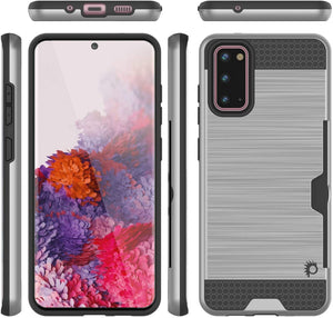 Galaxy S20 Case, PUNKcase [SLOT Series] [Slim Fit] Dual-Layer Armor Cover w/Integrated Anti-Shock System, Credit Card Slot [Silver]