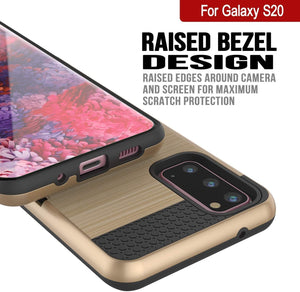 Galaxy S20 Case, PUNKcase [SLOT Series] [Slim Fit] Dual-Layer Armor Cover w/Integrated Anti-Shock System, Credit Card Slot [Gold]