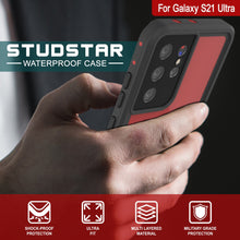Load image into Gallery viewer, Galaxy S21 Ultra Waterproof Case PunkCase StudStar Red Thin 6.6ft Underwater IP68 Shock/Snow Proof
