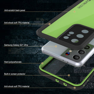 Galaxy S22 Ultra Waterproof Case PunkCase StudStar Light Green Thin 6.6ft Underwater IP68 ShockProof