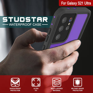 Galaxy S21 Ultra Waterproof Case PunkCase StudStar Purple Thin 6.6ft Underwater IP68 Shock/Snow Proof