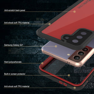 Galaxy S21 Waterproof Case PunkCase StudStar Red Thin 6.6ft Underwater IP68 Shock/Snow Proof