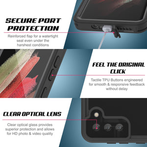 Galaxy S21 Waterproof Case PunkCase StudStar Black Thin 6.6ft Underwater IP68 Shock/Snow Proof