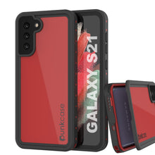 Load image into Gallery viewer, Galaxy S21 Waterproof Case PunkCase StudStar Red Thin 6.6ft Underwater IP68 Shock/Snow Proof
