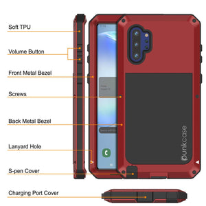 Galaxy Note 10+ Plus  Case, PUNKcase Metallic Red Shockproof  Slim Metal Armor Case [Red]