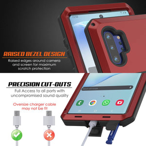 Galaxy Note 10+ Plus  Case, PUNKcase Metallic Red Shockproof  Slim Metal Armor Case [Red]