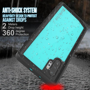 Galaxy Note 10+ Plus Waterproof Case, Punkcase Studstar Series Teal Thin Armor Cover