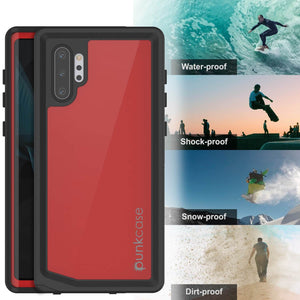 Galaxy Note 10+ Plus Waterproof Case, Punkcase Studstar Red Series Thin Armor Cover