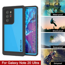 Load image into Gallery viewer, Galaxy Note 20 Ultra Waterproof Case, Punkcase Studstar Light Blue Thin Armor Cover
