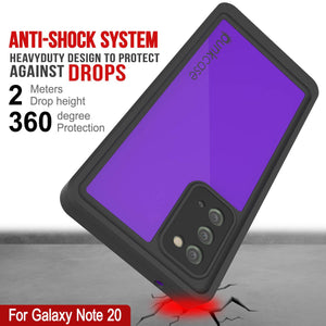 Galaxy Note 20 Waterproof Case, Punkcase Studstar Purple Series Thin Armor Cover