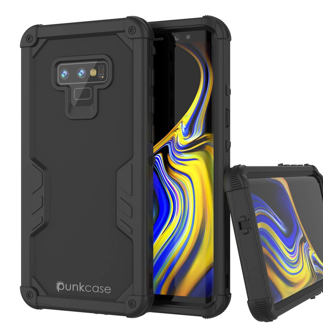 Punkcase Galaxy Note 9 Waterproof Case [Navy Seal Extreme Series] Armor Cover W/ Built In Screen Protector [Black]