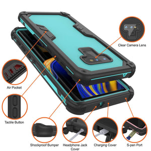 Punkcase Galaxy Note 9 Waterproof Case [Navy Seal Extreme Series] Armor Cover W/ Built In Screen Protector [Teal]