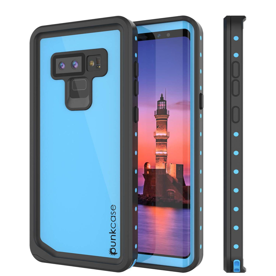 Galaxy Note 9 Waterproof Case, Punkcase Studstar Light Blue Thin Armor Cover