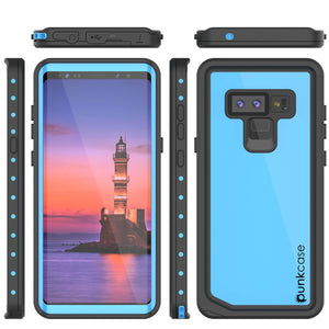 Galaxy Note 9 Waterproof Case, Punkcase Studstar Light Blue Thin Armor Cover