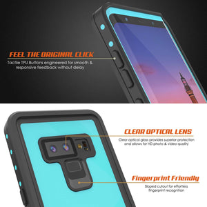Galaxy Note 9 Waterproof Case, Punkcase Studstar Series Teal Thin Armor Cover