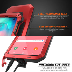 Galaxy S10 Lite Metal Case, Heavy Duty Military Grade Rugged Armor Cover [Red]