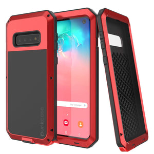 Galaxy S10 Metal Case, Heavy Duty Military Grade Rugged Armor Cover [Red]