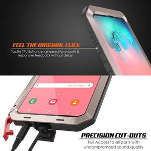 Galaxy S10 Metal Case, Heavy Duty Military Grade Rugged Armor Cover [Gold]