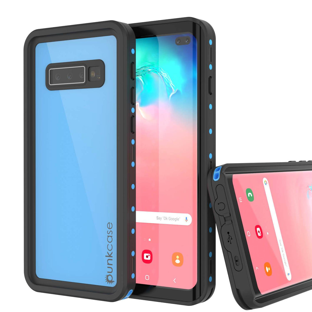 Galaxy S10+ Plus Waterproof Case PunkCase StudStar Light Blue Thin 6.6ft Underwater IP68 ShockProof